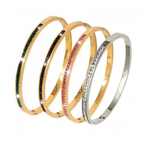 Wholesale Fine Stainless Steel Jewelry Bracelets with O-Shape Opening Rhinestone Diamond for Trendy Wedding Party Gifts Wholesale Fine Stainless Steel Jewelry Bracelets with O-Shape Opening Rhinestone Diamond for Trendy Wedding Party Gifts