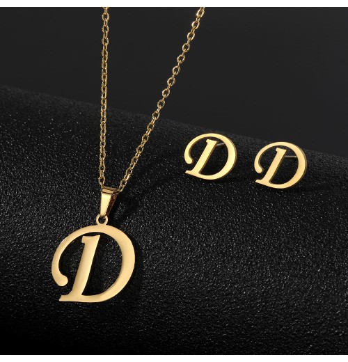 VKME Fashion Hot Sale Stainless Steel Letter Jewelry Set for women Jewelry Wholesale VKME Fashion Hot Sale Stainless Steel Letter Jewelry Set for women Jewelry Wholesale