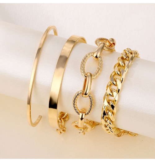 Qingyuan Fashion Geometric Stainless Steel Gold and Silver Plated Sets Jewelry Bangles Qingyuan Fashion Geometric Stainless Steel Gold and Silver Plated Sets Jewelry Bangles