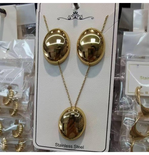 stainless steel jewelry set big charm gold necklace earring set none tarnish no rust jewelry stainless steel jewelry set big charm gold necklace earring set none tarnish no rust jewelry