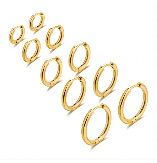 Joyeria Acero Inoxidable Stainless Steel Fashion Jewelry Wholesale 18k Gold Plated Hinged Huggie Hoop Earrings For Women Men Joyeria Acero Inoxidable Stainless Steel Fashion Jewelry Wholesale 18k Gold Plated Hinged Huggie Hoop Earrings For Women Men