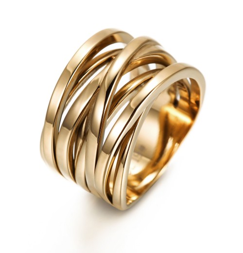 Stainless Steel 14K Gold Filled Overlapping Intertwined Crossover Knotted Statement Ring Stainless Steel 14K Gold Filled Overlapping Intertwined Crossover Knotted Statement Ring